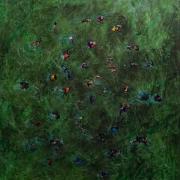 Sinapsys on a Green Field, 2016 - vinyl and mixed media, 120 x 100 cm